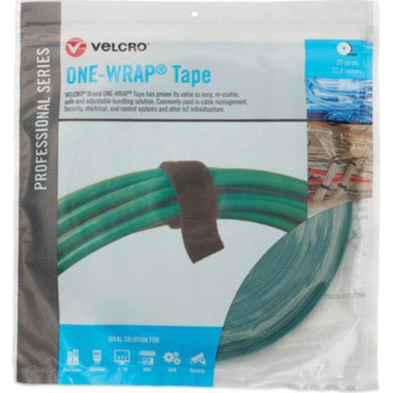 Velcro Cable Ties, Cable Tie Type: Reusable Cable Tie, Material: Hook and Loop, Color: Green, Overall Length (Feet): 75, Overall Length (Decimal Inch): 300.00000, Maximum Bundle Diameter (Inch): 0.5 31070 - 16427536