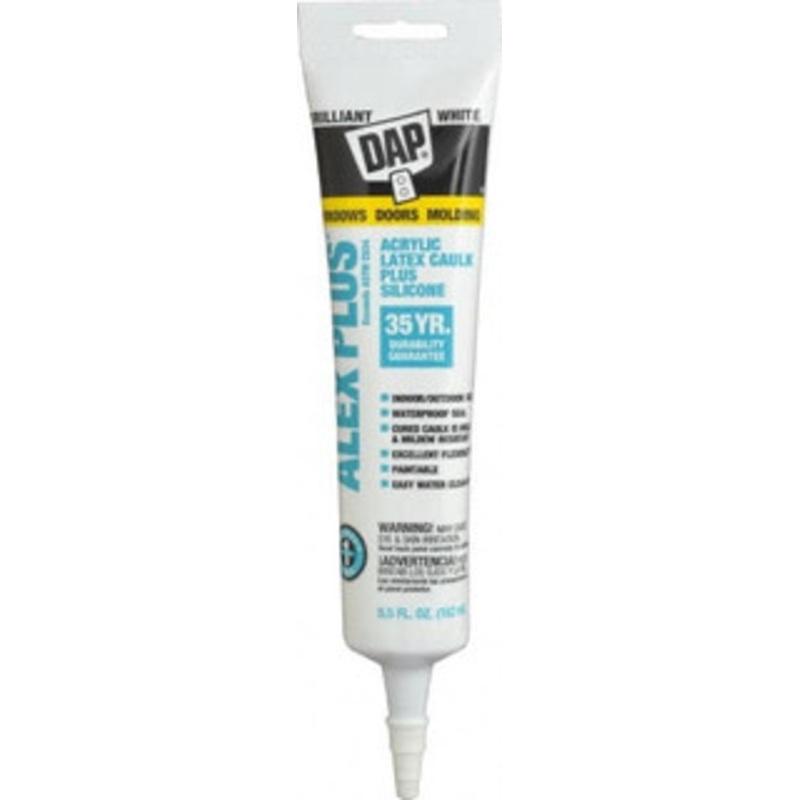 DAP 5.5 oz Tube White Acrylic & Latex Caulk -20 to 180F Operating Temp, 30 min Tack Free Dry Time 7079818128 - 02571099
