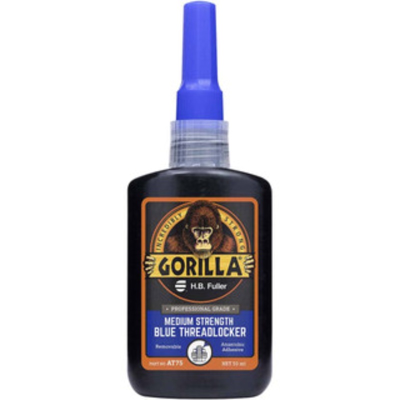 Gorilla Pro 50 mL Bottle, Blue, Medium Strength Threadlocker Series AT75, 24 hr Full Cure Time, Hand Tool Removal AT75 - 13786942