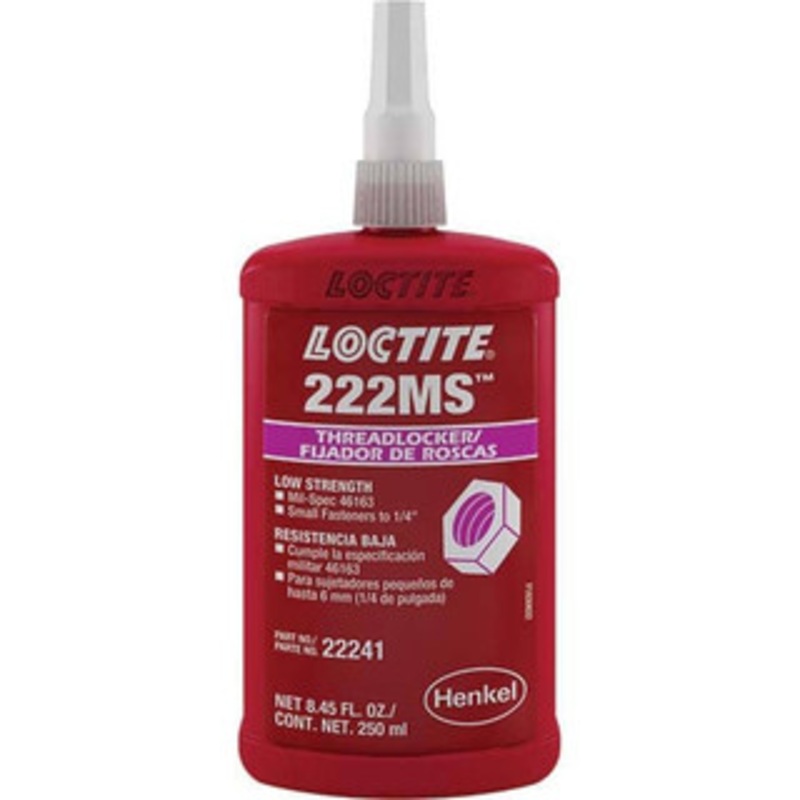 Loctite 250 mL Bottle, Purple, Low Strength Liquid Threadlocker Series 222MS, 24 hr Full Cure Time, Hand Tool, Heat Removal 135335 - 88545173