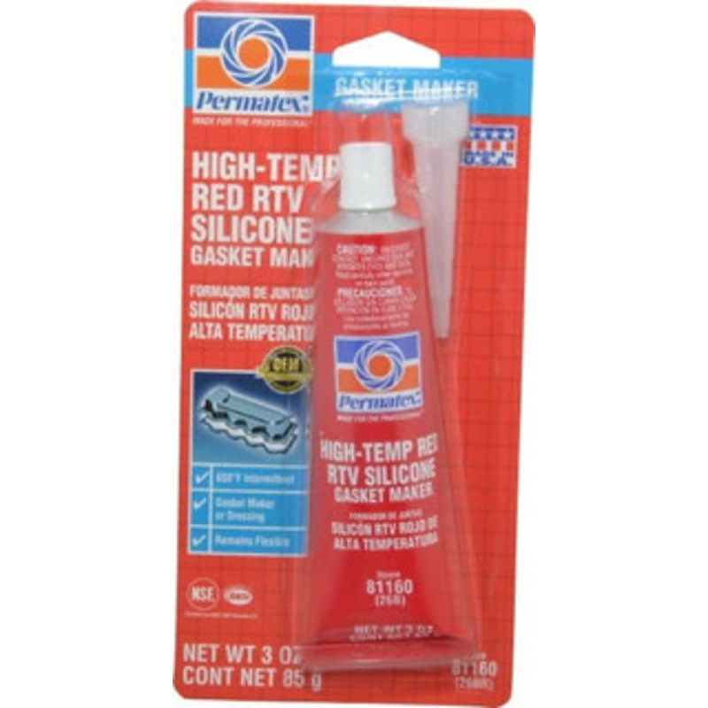 Permatex 3 oz Tube Red RTV Silicone Gasket Sealant -65 to 600F Operating Temp, 24 hr Full Cure Time 81160 - 64478084