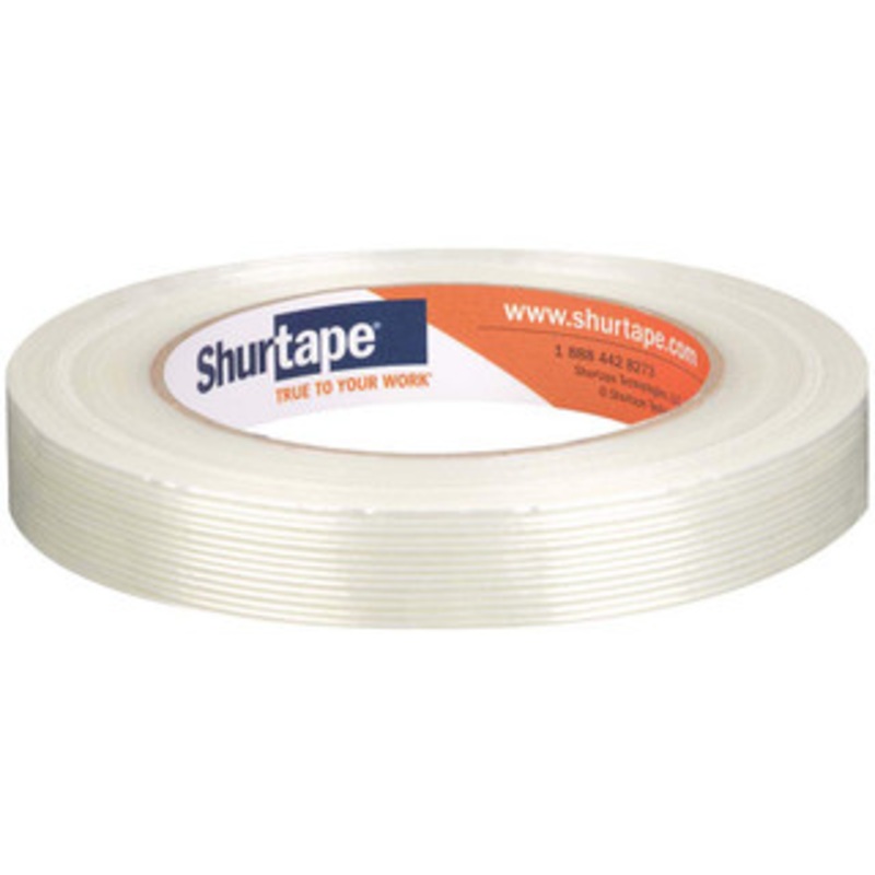 Shurtape GS 490 Economy Grade Fiberglass Reinforced Strapping Tape White, 4.5 mil, 18mm x 55m, 1 Case (48 Rolls) 101229 - 63871966