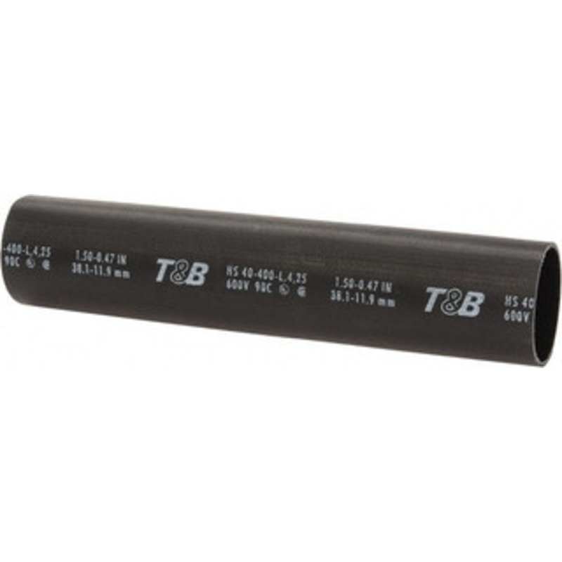 Thomas & Betts 8 Long, 3:1, Polyolefin Heat Shrink Electrical Tubing Black HS40-400 - 02970705
