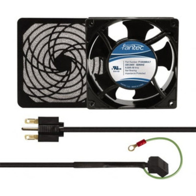 Value Collection 230 Volts, AC, 80 CFM, Square Tube Axial Fan Kit 0.07/0.06 Amp Rating, 120mm High x 120mm Wide x 38.5mm Deep, Includes Fan, Fan Guard, Fan Cord CAB803 - 44905933