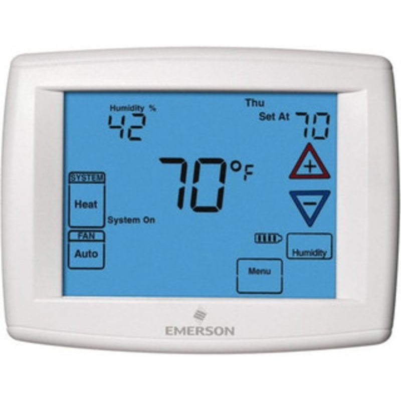 White-Rodgers 45 to 99F, 4 Heat, 2 Cool, Universal Touch Screen Programmable Thermostat 0 to 30 Volts, Horizontal Mount, Electronic Contacts Switch 1F95-1291 - 82783895