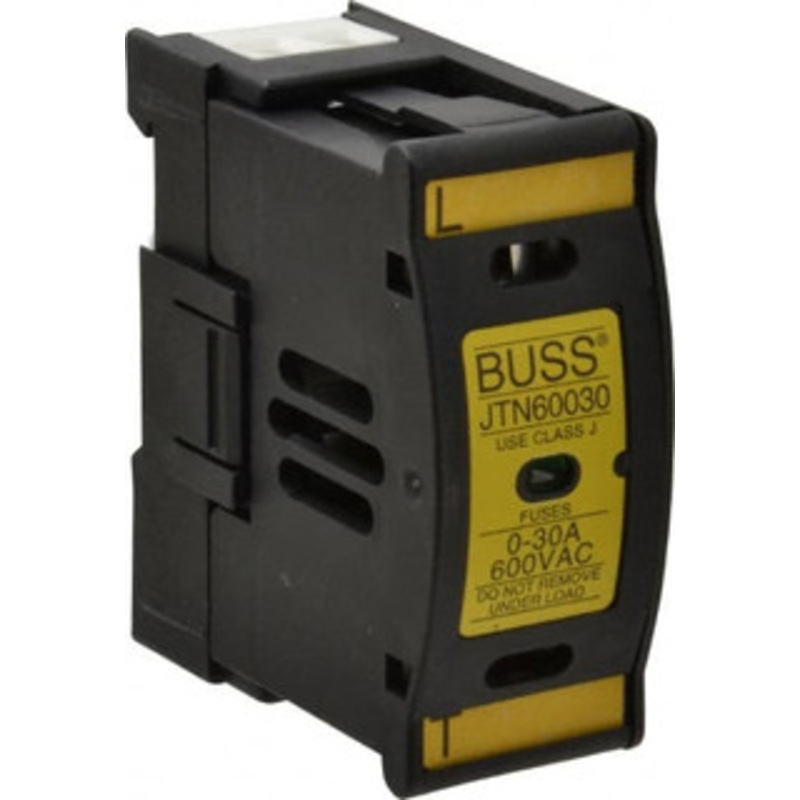 Bussmann 1 Pole, 600 VAC/VDC, 30 Amp, DIN Rail Mount Fuse Holder Compatible with J Class, 1.23 Inch Wide Fuse JTN60030 - 75391094