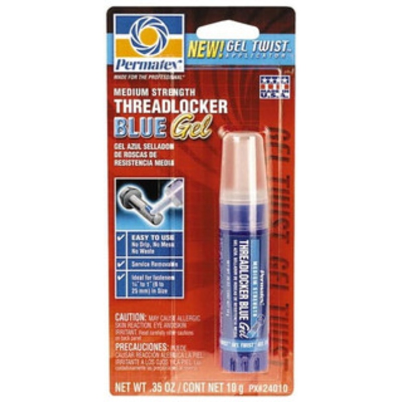 Permatex 10 Gal Tube, Blue, Medium Strength Gel Threadlocker Series 240, 24 hr Full Cure Time, Hand Tool Removal 24010 - 60075314