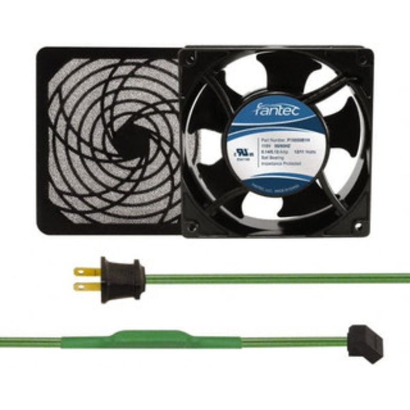 Value Collection 115 Volts, AC, 103 CFM, Square Tube Axial Fan Kit 0.26 Amp Rating, 120mm High x 120mm Wide x 38.5mm Deep, Includes Fan, Fan Filter, Thermostatically Controlled Fan Cord GCAB705 - 44905826
