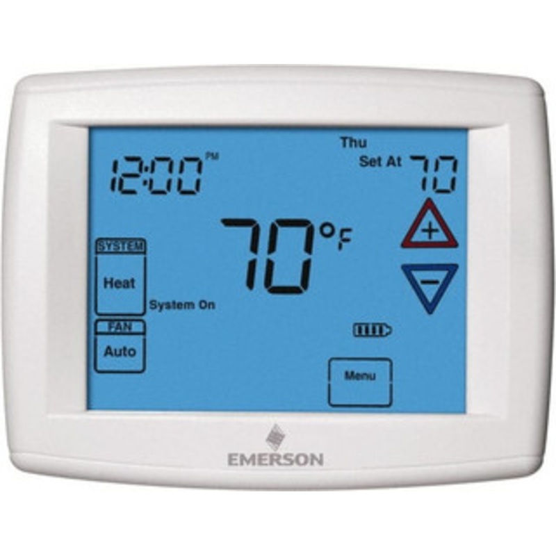 White-Rodgers 45 to 99F, 3 Heat, 2 Cool, Universal Touch Screen Programmable Thermostat 0 to 30 Volts, Horizontal Mount, Electronic Contacts Switch 1F95-1277 - 53363651