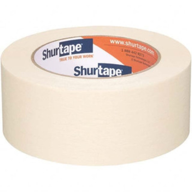 Shurtape CP 106 General Purpose Grade, Medium-High Adhesion Masking Tape Natural, 4.8 mil, 48mm x 55m, 1 Case (24 Rolls) 101008 - 44962439