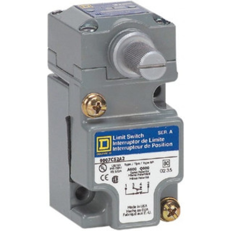 Square D SPDT, NC/NO, Multiple VAC Levels, Screw Terminal, Rotary Head Actuator, General Purpose Limit Switch 1, 2, 4, 6, 12, 13, 6P NEMA Rating, IP66 IPR Rating 9007C52A2 - 59760314