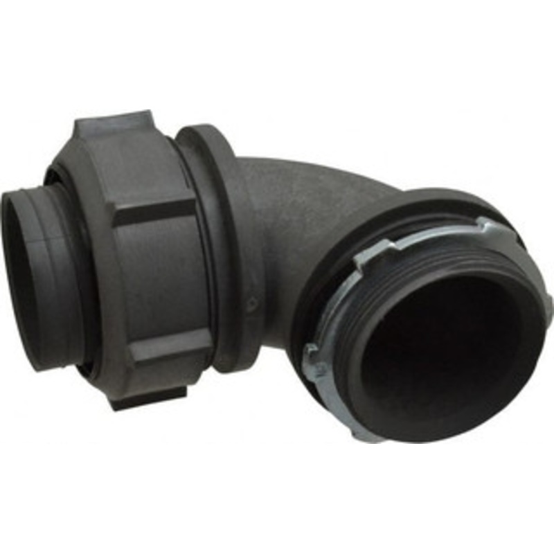 Thomas & Betts 2 Trade Liquidtight Conduit Connector Thermoplastic, Insulated, Angled Connector, Threaded Connection LT20J - 54087812