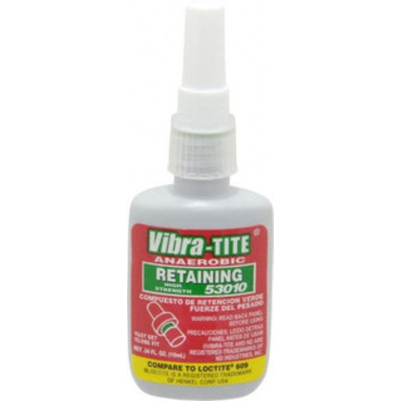 Vibra-Tite 10 mL Bottle, Green, High Strength Liquid Retaining Compound Series 530, 24 hr Full Cure Time, Hand Tool Removal 53010 - 00419010