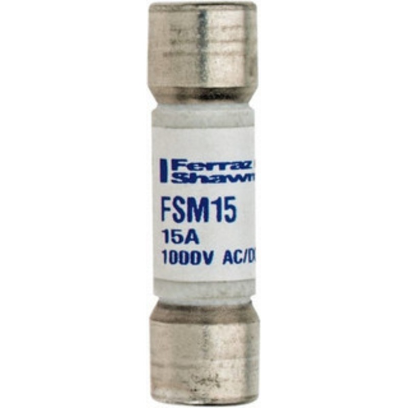 Ferraz Shawmut 1,000 VAC/VDC, 15 Amp, Fast-Acting Multimeter Fuse 38mm OAL, 20 at AC/DC kA Rating, 10.3mm Diam FSM15 - 02711687