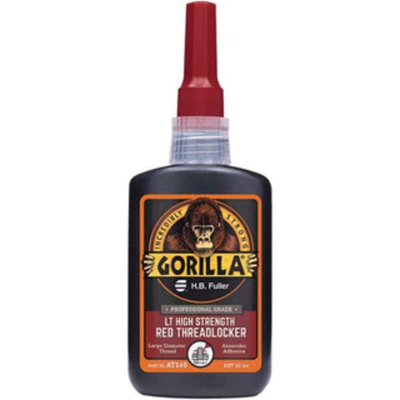 Gorilla Pro 50 mL Bottle, Red, High Strength Threadlocker Series AT160, 24 hr Full Cure Time, Hand Tool, Heat Removal AT160 - 13787007