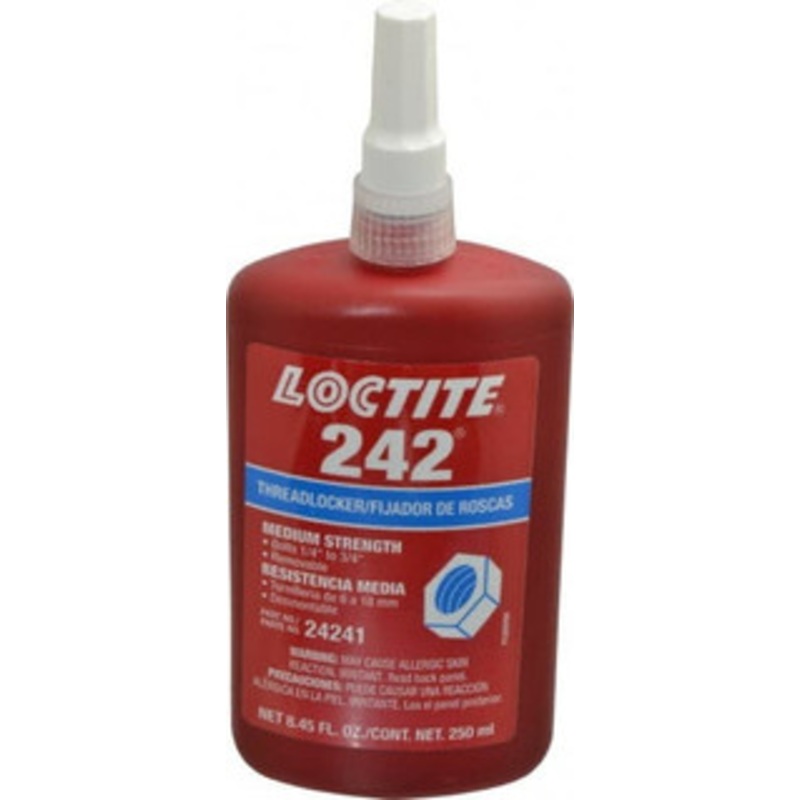 Loctite 250 mL Bottle, Blue, Medium Strength Liquid Threadlocker Series 242, 24 hr Full Cure Time, Hand Tool, Heat Removal 135356 - 88545025