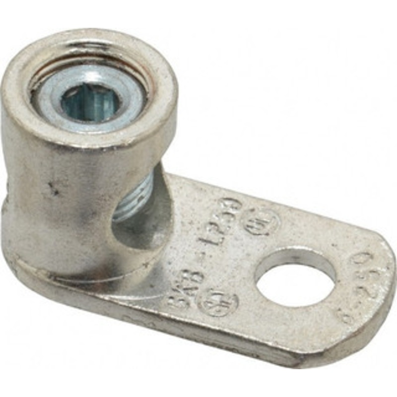 Thomas & Betts 6 AWG Noninsulated Lug Connection D Shaped Ring Terminal 13/32 Stud, 1-61/64 OAL x 15/16 Wide, Tin Plated Copper Contact L250P - 54056031