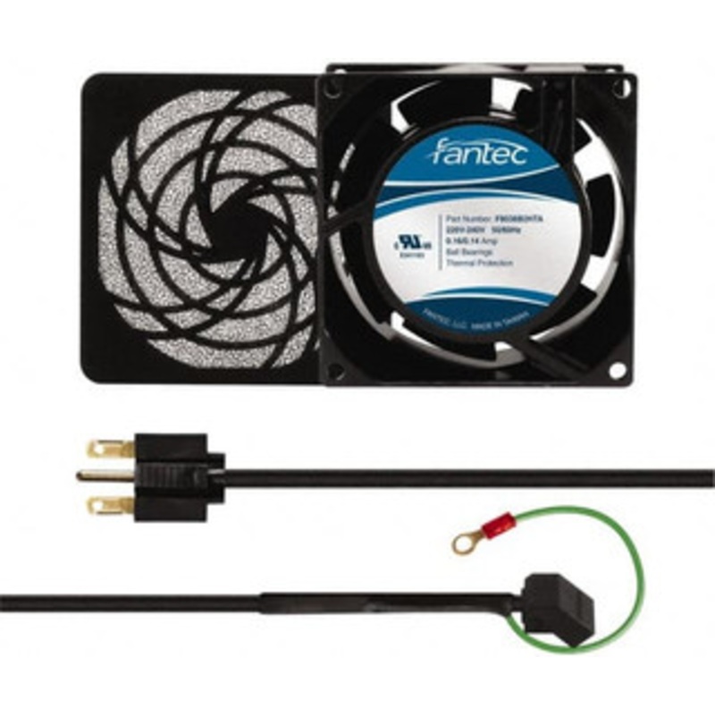 Value Collection 230 Volts, AC, 32 CFM, Square Tube Axial Fan Kit 0.06/0.05 Amp Rating, 3.15 High x 3 Wide x 38.5mm Deep, Includes Fan, Fan Guard, Fan Cord CAB801 - 44905958