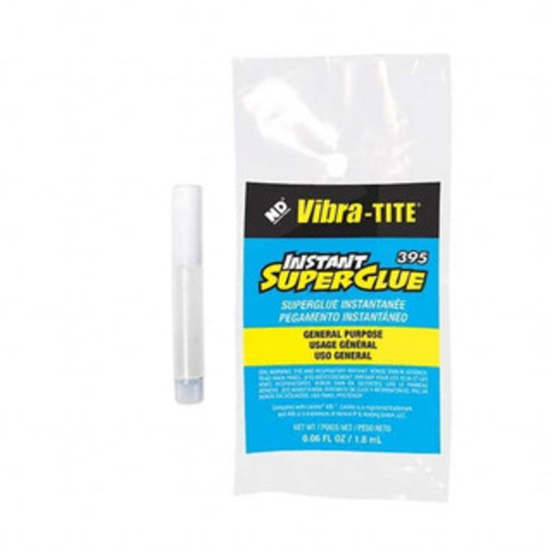 Vibra-Tite 1.8 mL Tube, General Purpose, Clear Instant Adhesive 15 sec Fixture Time, 24 hr Full Cure Time, Bonds to Metal, Plastic & Rubber, 39502 - 45693314