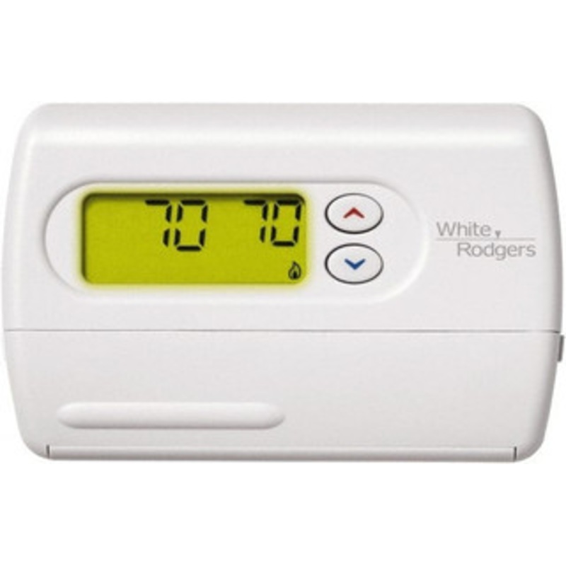 White-Rodgers 45 to 90F, 1 Heat, 1 Cool, Digital Nonprogrammable Heat Pump Thermostat 0 to 30 Volts, Horizontal Mount, Push Button Switch 1F86-344 - 53649901