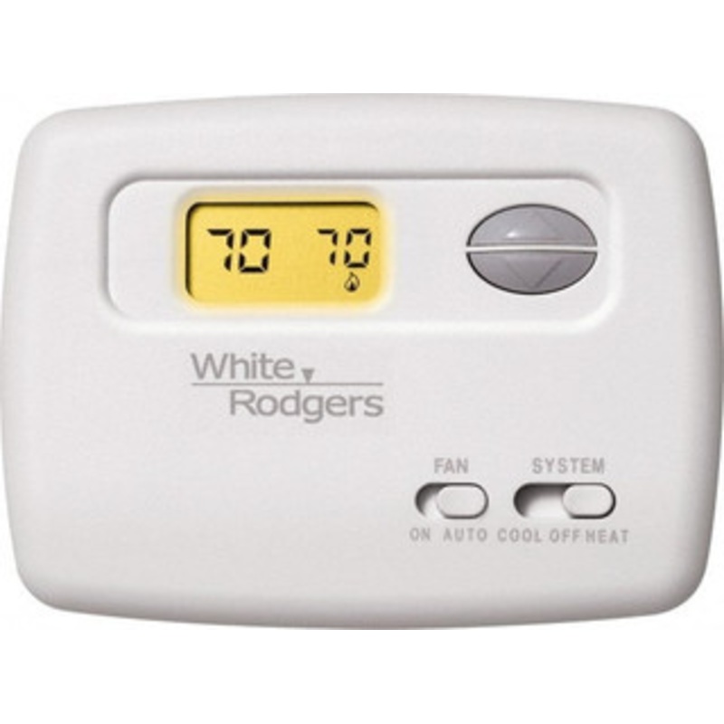 White-Rodgers 45 to 90F, 1 Heat, 1 Cool, Digital Nonprogrammable Thermostat 20 to 30 Volts, Horizontal Mount, Manual Switch 1F78-144 - 74559782