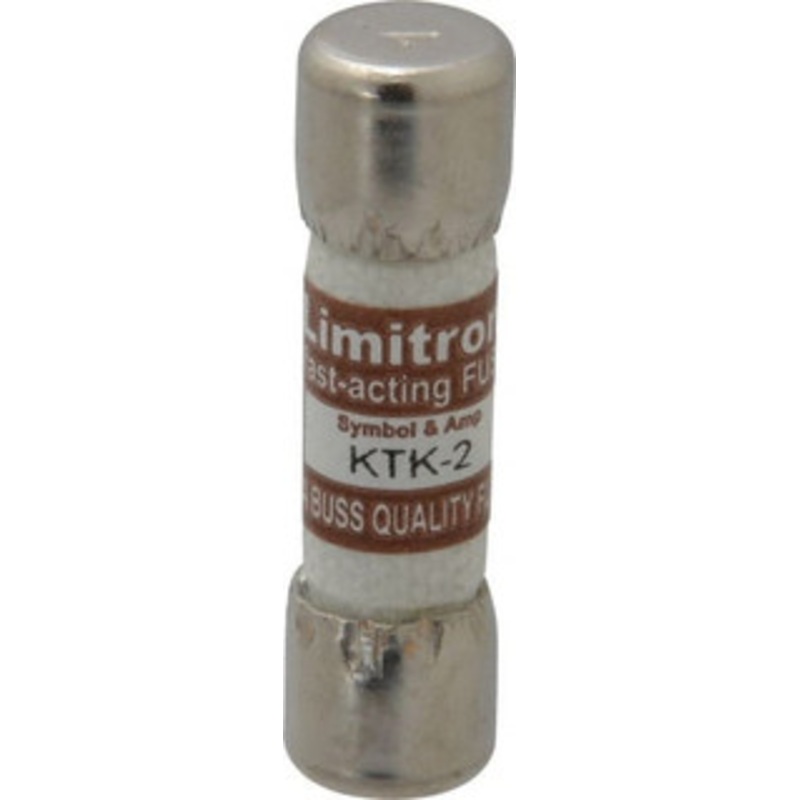 Bussmann 600 VAC, 2 Amp, Fast-Acting General Purpose Fuse Fuse Holder Mount, 1-1/2 OAL, 100 at AC kA Rating, 13/32 Diam KTK-2 - 74974015