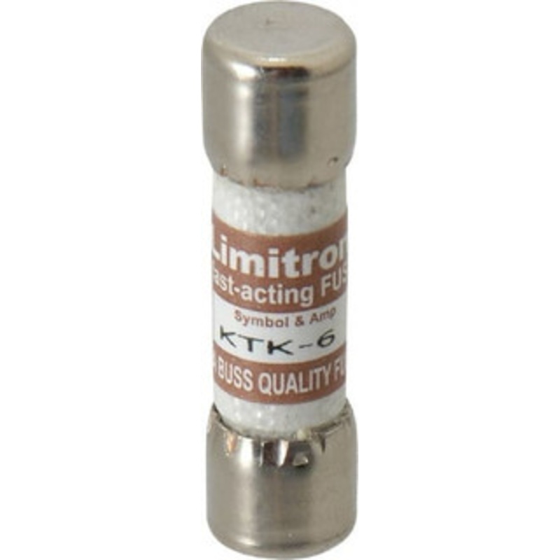 Bussmann 600 VAC, 6 Amp, Fast-Acting General Purpose Fuse Fuse Holder Mount, 1-1/2 OAL, 100 at AC kA Rating, 13/32 Diam KTK-6 - 74974106