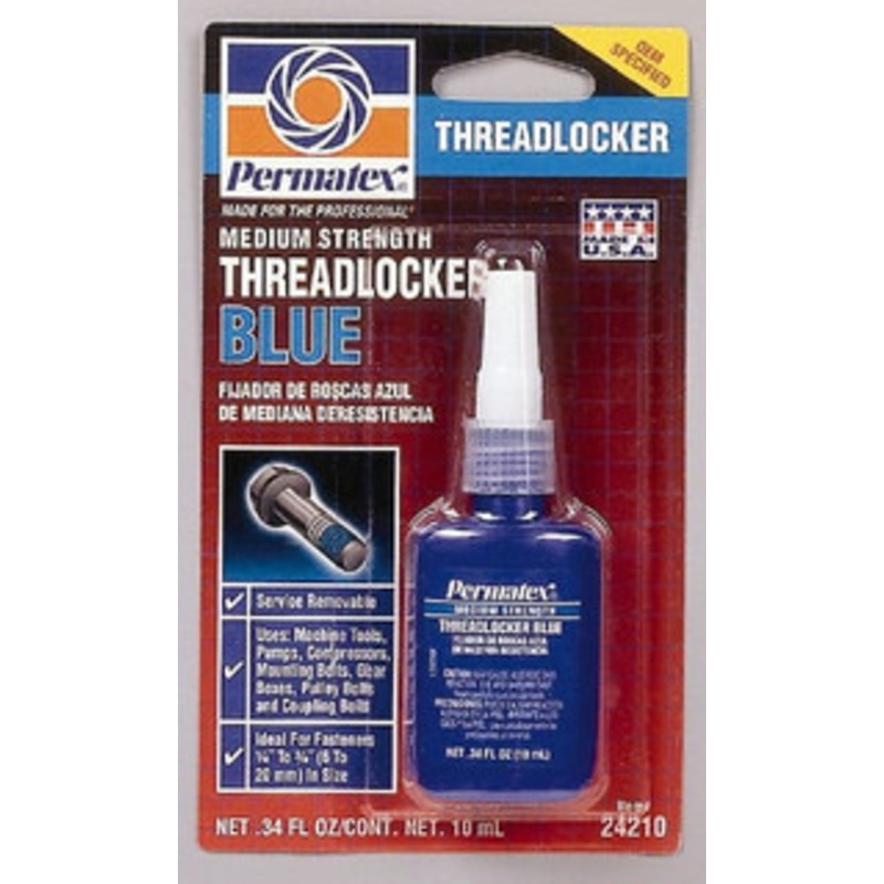 Permatex 10 mL Bottle, Blue, Medium Strength Liquid Threadlocker Series 242, 24 hr Full Cure Time, Hand Tool Removal 24210 - 77847101