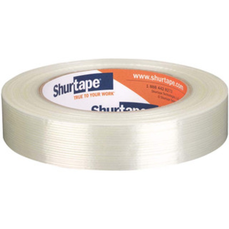 Shurtape GS 490 Economy Grade Fiberglass Reinforced Strapping Tape White, 4.5 mil, 24mm x 55m, 1 Case (36 Rolls) 101219 - 76307131
