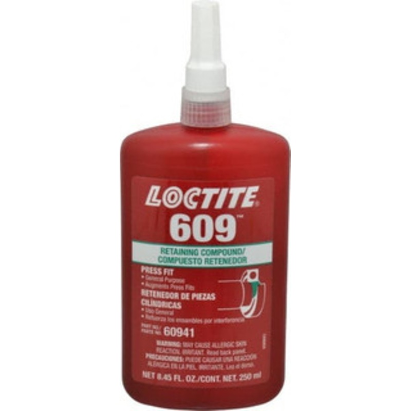 Loctite 250 mL Bottle, Green, Medium Strength Liquid Retaining Compound Series 609, 24 hr Full Cure Time, Heat Removal 135513 - 88545140
