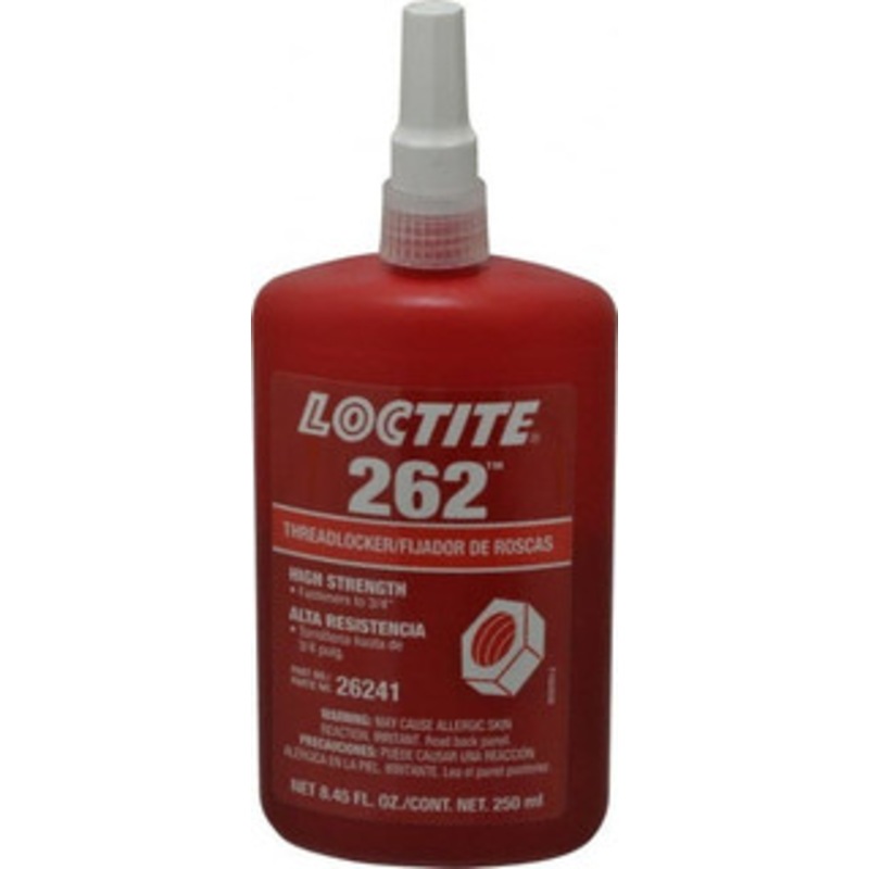 Loctite 250 mL Bottle, Red, High Strength Liquid Threadlocker Series 262, 24 hr Full Cure Time, Hand Tool, Heat Removal 135375 - 88545066