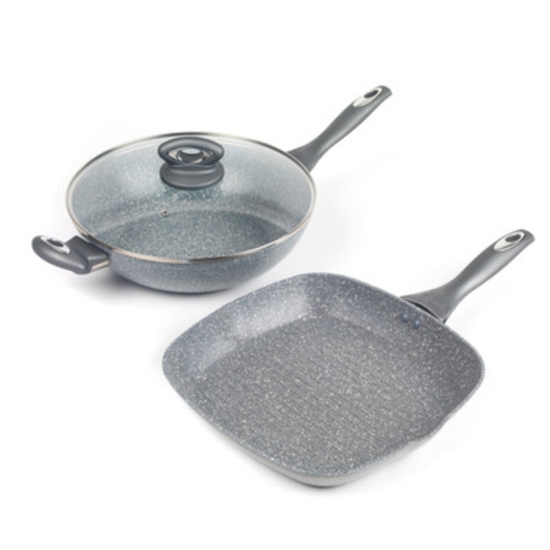 Marblestone Wok & Griddle Pan Set