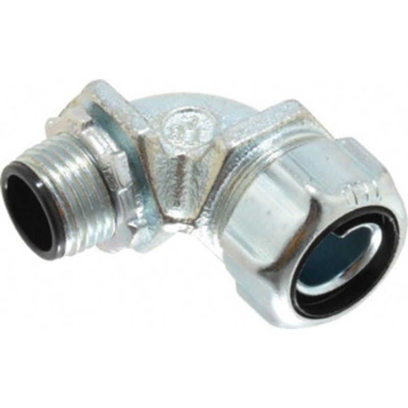 Thomas & Betts 1/2 Trade Liquidtight Conduit Connector Steel, Insulated, Angled Connector, Threaded Connection 5352HT - 57299752