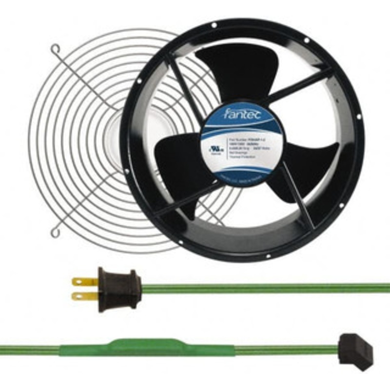 Value Collection 115 Volts, AC, 600 CFM, Round Tube Axial Fan Kit 0.22/0.24 Amp Rating, Includes Fan, Fan Guard, 254mm High x 254mm Wide x 89mm Deep, Thermostatically Controlled Fan Cord GCAB706 - 44905818