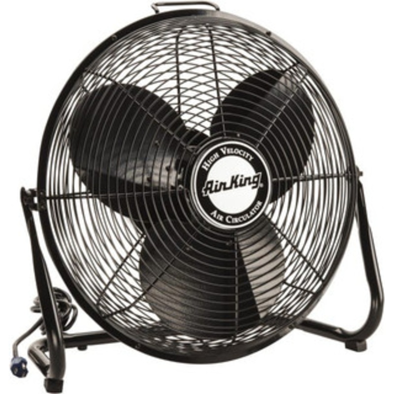 Air King 18 Blade, 1/6 hp, 1,925, 2,575 & 3,400 CFM, Low Floor Stand Industrial Circulation Fan Floor Stand, 110 Volts, 0.95/1.65 Amps, 3 Speed AK9218 - 31733785