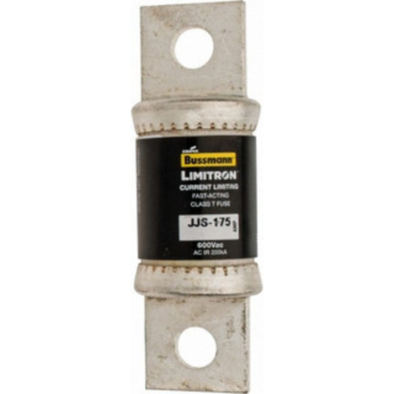 Bussmann 600 VAC, 175 Amp, Fast-Acting General Purpose Fuse Bolt-on Mount, 3-1/4 OAL, 200 at AC (RMS) kA Rating, 7/8 Diam JJS-175 - 71921969