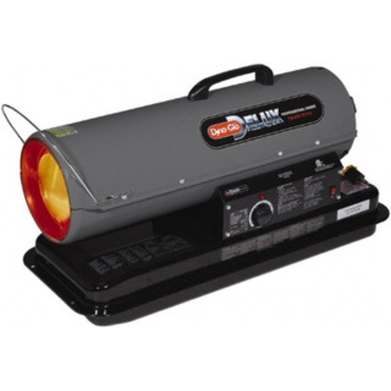 Dyna-Glo 10 to 80,000 BTU Rating, Multi-Fuel Forced Air Heater with Thermostat 1,750 Sq Ft Max Heating Area, 5 Gal Capacity, Fuel with Kerosene, #1 Diesel & Jet A Fuel KFA80DGD - 53772562
