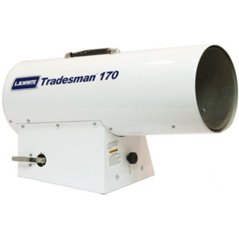 L.B. White 125,000 to 170,000 BTU Rating, Propane Forced Air Heater with Thermostat 4,000 Sq Ft Max Heating Area, 100 Lb Capacity, Fuel with Propane TRADESMAN 170P - 34993683