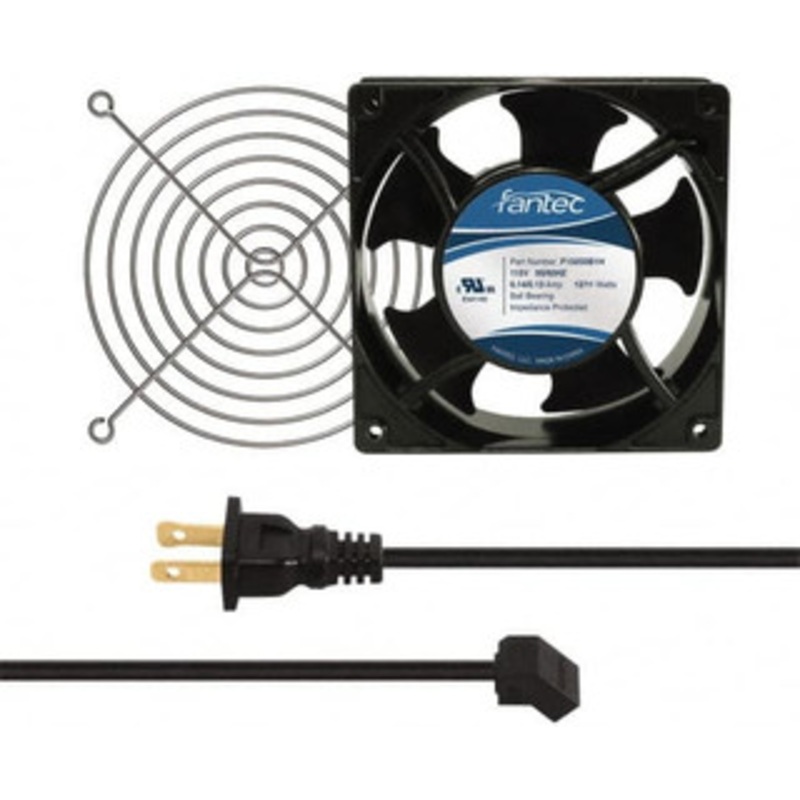 Value Collection 115 Volts, AC, 80 CFM, Square Tube Axial Fan Kit 0.18 Amp Rating, 120mm High x 120mm Wide x 38.5mm Deep, Includes Fan, Fan Guard, Fan Cord CAB702 - 44906030