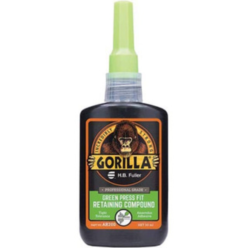 Gorilla Pro 50 mL Bottle, Green, Press Fit Retaining Compound Series AR200, 24 hr Full Cure Time, Heat Removal AR200 - 13786868