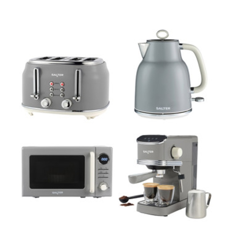 Retro Grey Kitchen Set - 4-Slice Toaster
