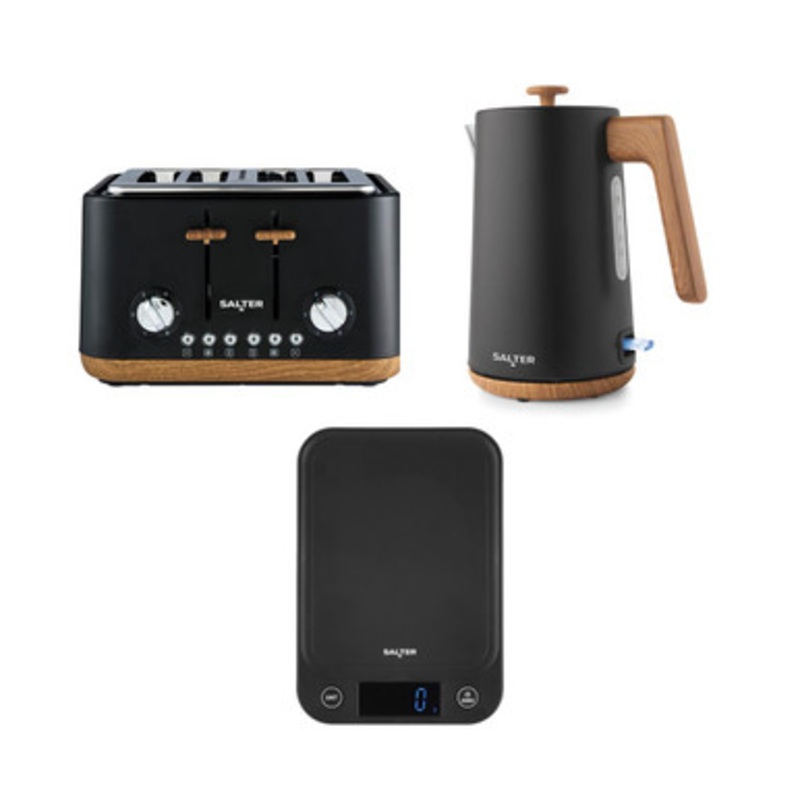 Toronto Kettle, Toaster & Kitchen Scale Set  Black