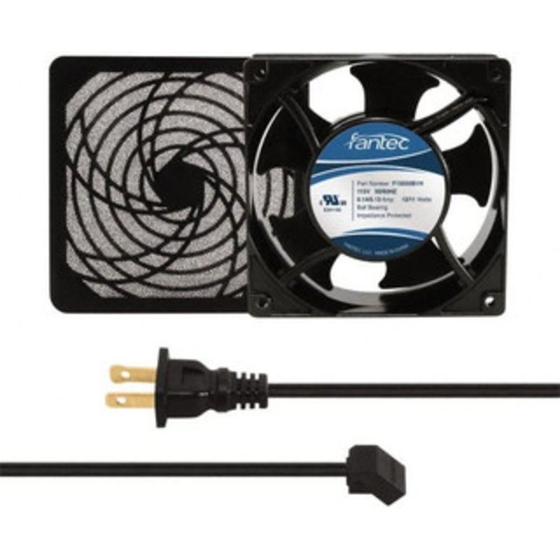 Value Collection 115 Volts, AC, 80 CFM, Square Tube Axial Fan Kit 0.18 Amp Rating, 120mm High x 120mm Wide x 38.5mm Deep, Includes Fan, Fan Filter, Fan Cord CAB703 - 44906022