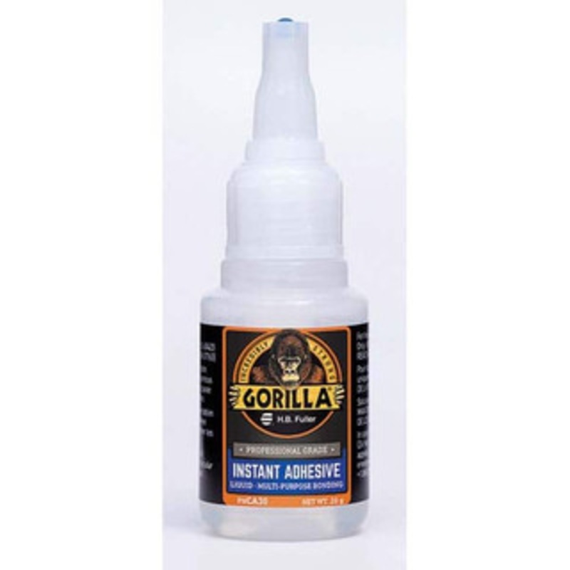 Gorilla Pro 20 g Squeeze Bottle Clear Instant Adhesive Series CA30, 2 to 20  sec Fixture Time, 24 hr Full Cure Time, Bonds to Rubber, Plastic, Metal CA30 - 13786975