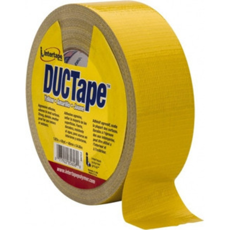 Intertape 55m x 2 x 9 mil Yellow Polyethylene Cloth Duct Tape Rubber Adhesive, 18 Lb Tensile Strength, 32 to 160F, Series AC20 20C-Y-2 - 53475562