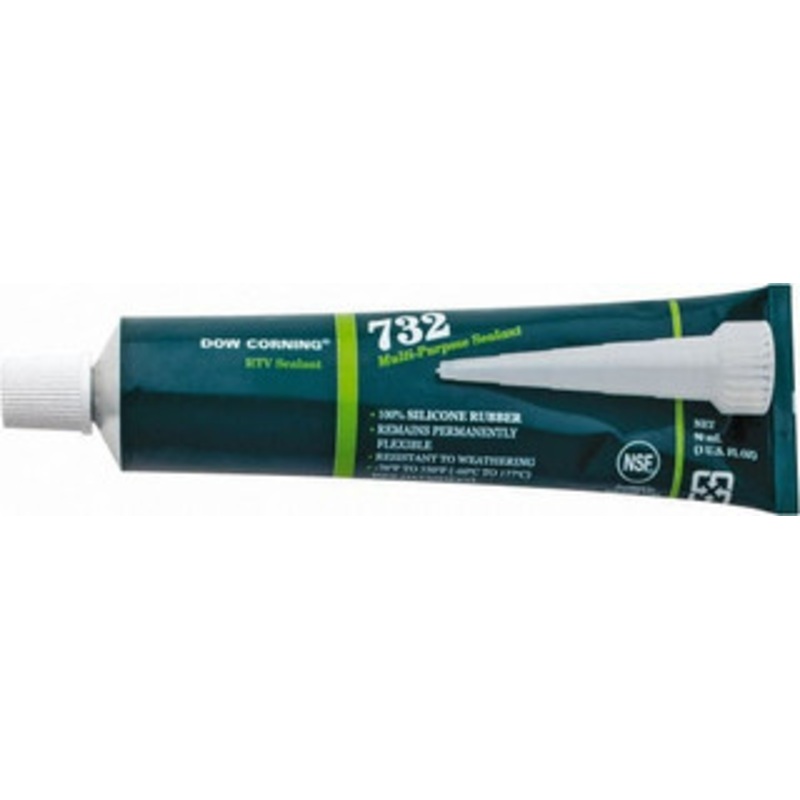 Dow Corning 3 oz Tube Clear RTV Silicone Joint Sealant -76 to 356F Operating Temp, 20 min Tack Free Dry Time, 24 hr Full Cure Time, Series 732 3138356 - 00231621