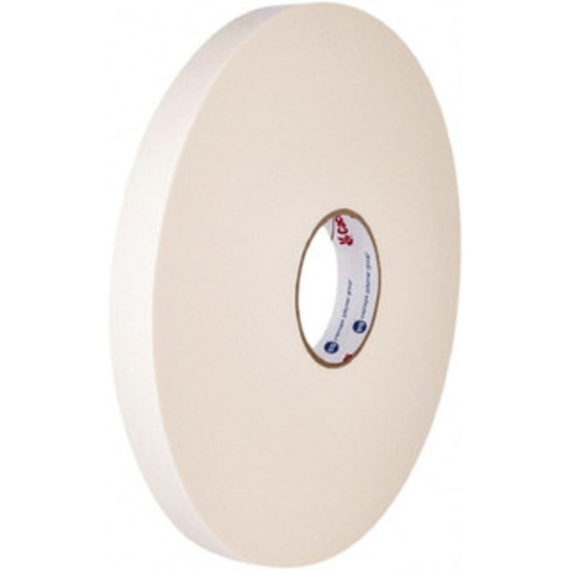 Intertape 1/2 x 36 Yd Rubber Adhesive Double Sided Tape 1/16 Thick, White, Polyethylene Foam Liner, Continuous Roll, Series R2215 R2215.1 - 30484158