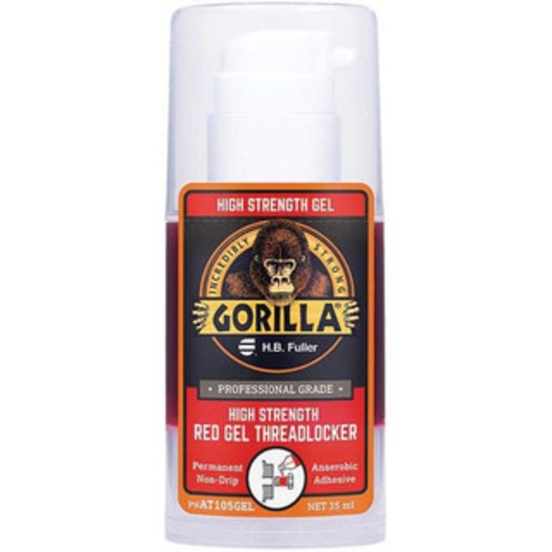 Gorilla Pro 35 mL Pump Bottle, Red Gel, High Strength Threadlocker Series AT105GEL, 24 hr Full Cure Time, Hand Tool, Heat Removal AT105GEL - 13786843