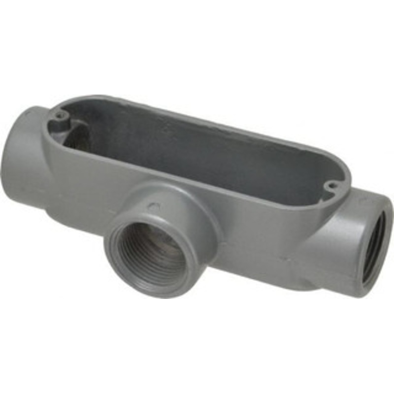 Thomas & Betts T Body, 1 Trade, IMC, Rigid Aluminum Conduit Body Oval, 5-15/16 OAL, 11.8 cc Capacity, Gray AT-3 - 62409503