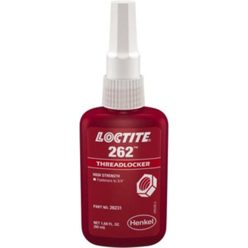 Loctite 50 mL Bottle, Red, High Strength Liquid Threadlocker Series 262, 24 hr Full Cure Time, Hand Tool, Heat Removal 135374 - 88545058